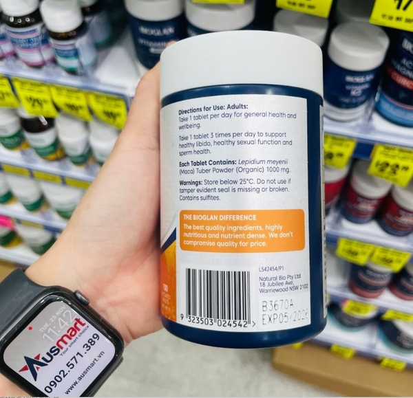 Viên uống Maca liều cao Bioglan Organics Maca 1000mg 100 viên