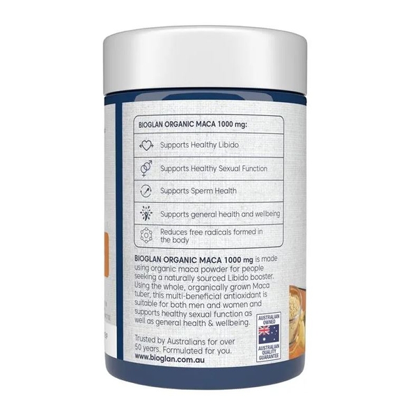 Viên uống Maca liều cao Bioglan Organics Maca 1000mg 100 viên