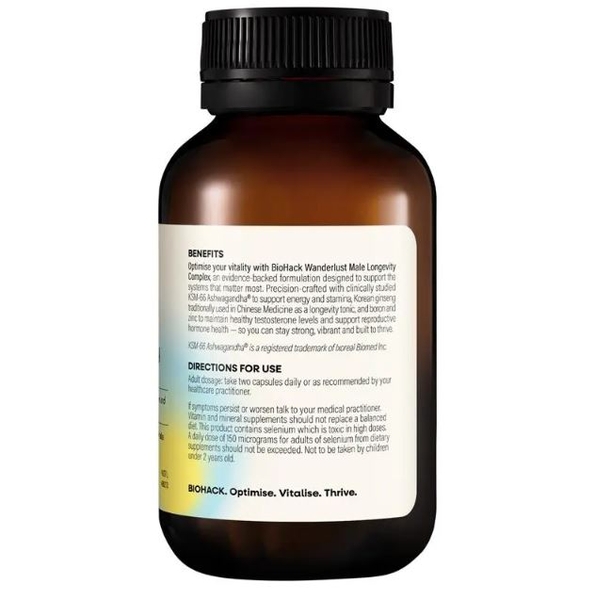 Viên hỗ trợ Testosterone & sức khoẻ cho nam Wanderlust BioHack Male Longevity Complex 60 viên