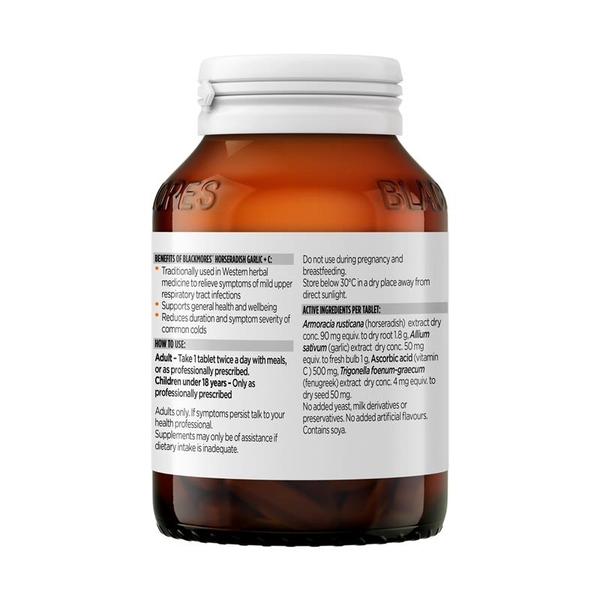 Viên Blackmores Horseradish Garlic + C giảm cảm lạnh, tăng đề kháng