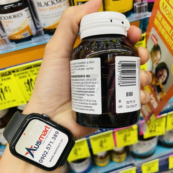 Dầu nhuyễn thể viên nhỏ Blackmores Krill Oil Mini 60 viên