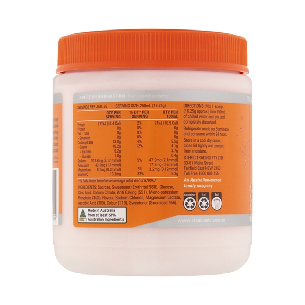 Staminade Hydrate Orange bột pha nước bù điện giải của Úc 585g