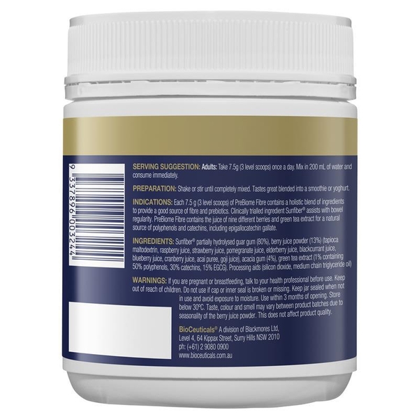 Bột uống bổ sung chất xơ hòa tan BioCeuticals PreBiome Fibre 150g