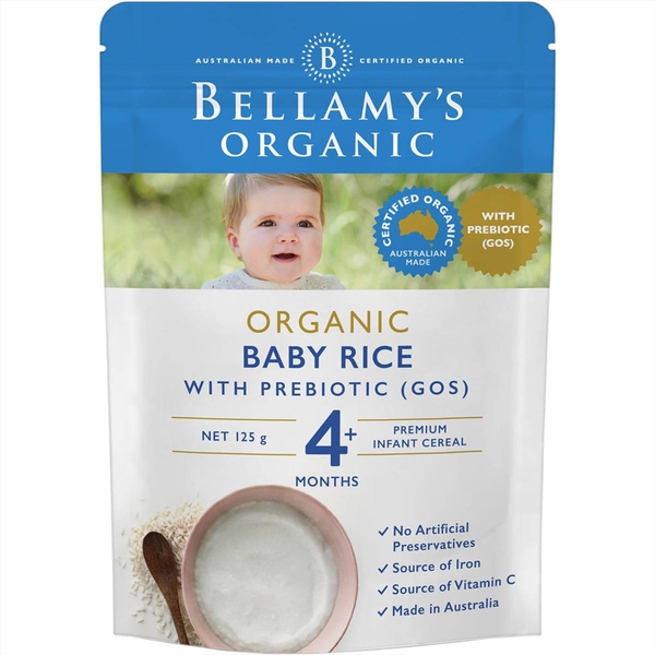 Bột ăn dặm Bellamy’s Organic Baby Rice Prebiotic (Gos) 125g [Pre-order]