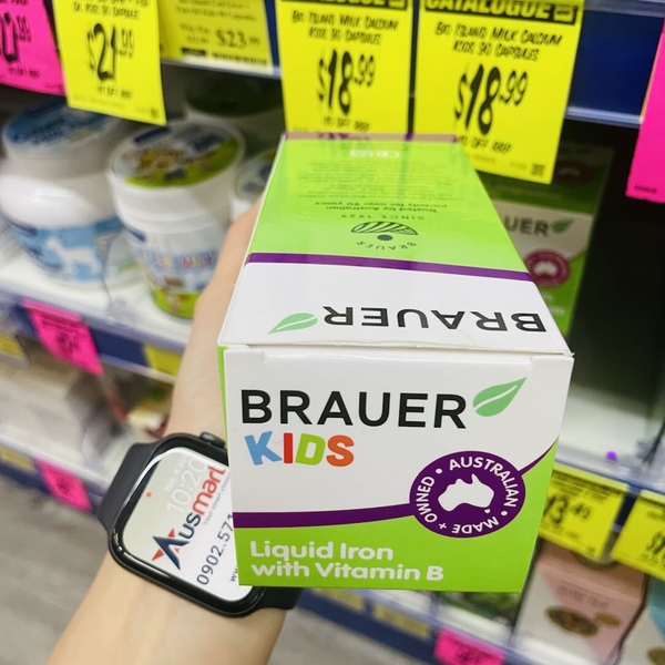 Sắt dạng nước kèm Vitamin B cho trẻ Brauer Kids Liquid Iron 200ml