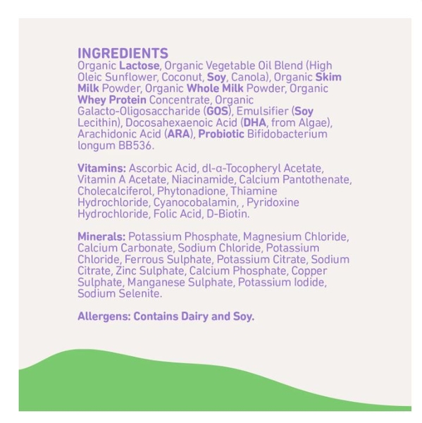 Sữa Bubs Organic số 2 Grass Fed Follow On 800g cho trẻ 6-12 tháng