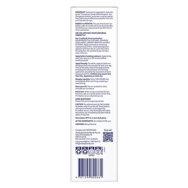 Kem chống nắng cho trẻ em Cancer Council SPF50+ Clear Zinc Kids