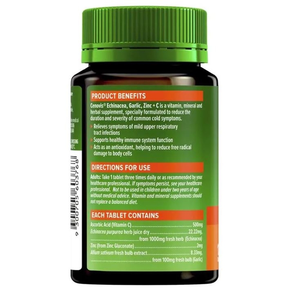 Viên uống Cenovis Echinacea Garlic Zinc + C tăng đề kháng