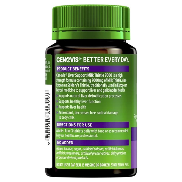 Viên uống bổ gan Cenovis Liver Support Milk Thistle 7000mg