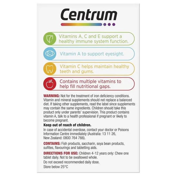 Centrum Kids Strawberry Multi Vitamin tổng hợp cho bé 60 viên
