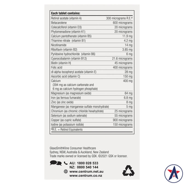 Centrum Multivitamin For Women cho nữ dưới 50 tuổi