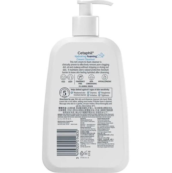 Sữa rửa mặt tạo bọt mịn Cetaphil Hydrating Foaming Cream Cleanser