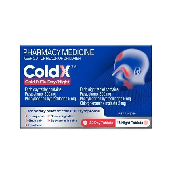 Viên uống giảm cảm lạnh và cảm cúm ColdX Cold & Flu Tablets Day & Night
