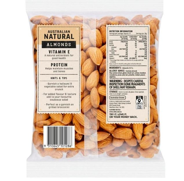 Hạt hạnh nhân tự nhiên Coles Natural Almonds
