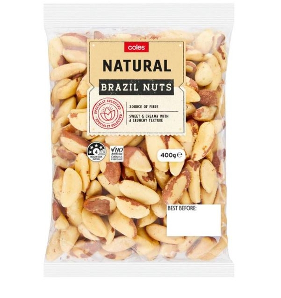 Hạt hạch Coles natural brazil nuts 400g