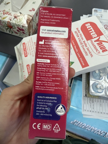 Gel bôi trơn hỗ trợ sinh sản Conceive Plus Fertility Lubricant