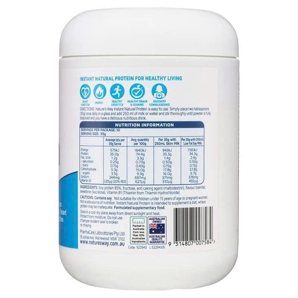 Đạm thực vật Nature's Way Instant Natural Protein Vanilla