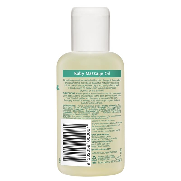 Dầu massage thư giãn cho bé Gaia Natural Baby Massage Oil 125ml