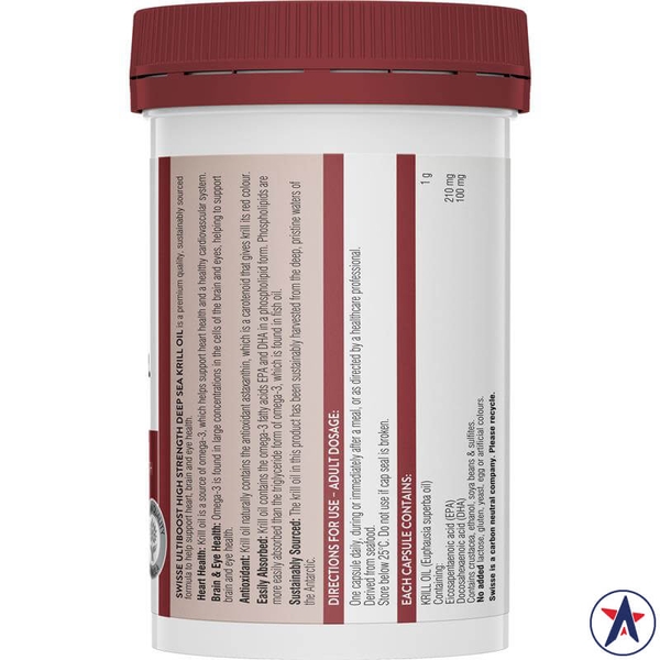 Dầu nhuyễn thể Swisse High Strength Deep Sea Krill Oil 1000mg 60 viên