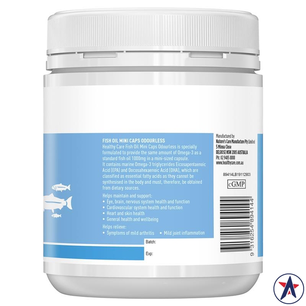 Dầu cá không mùi viên nhỏ Healthy Care Fish Oil Mini Caps Odourless