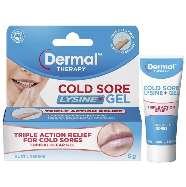 Gel trị mụn rộp và nhiệt miệng Dermal Therapy Cold Sore Lysine+ 5g