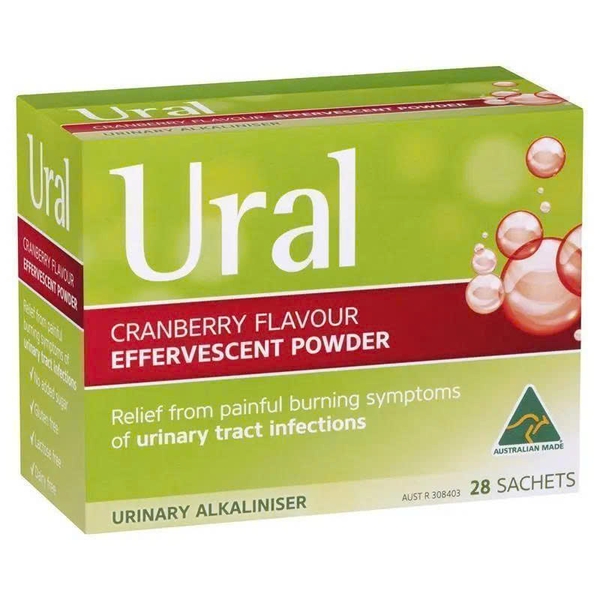 Bột Ural Cranberry Flavour Effervescent hỗ trợ tiết niệu 28 gói