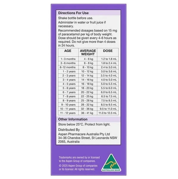 Giảm đau hạ sốt cho trẻ từ 2 đến 12 tuổi Dymadon for Kids Blackcurrant 2 Years - 12 Years