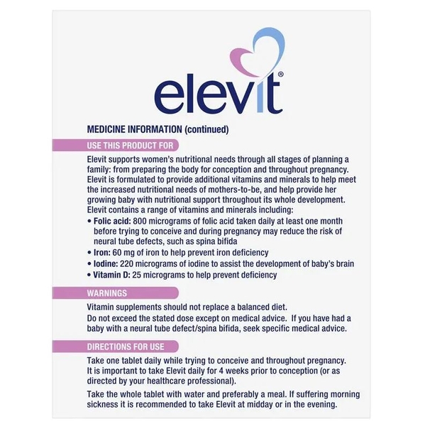 Elevit bầu Úc Pre-conception & Pregnancy Multivitamin