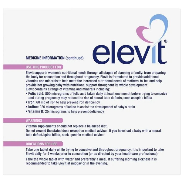 Elevit bầu Úc Pre-conception & Pregnancy Multivitamin