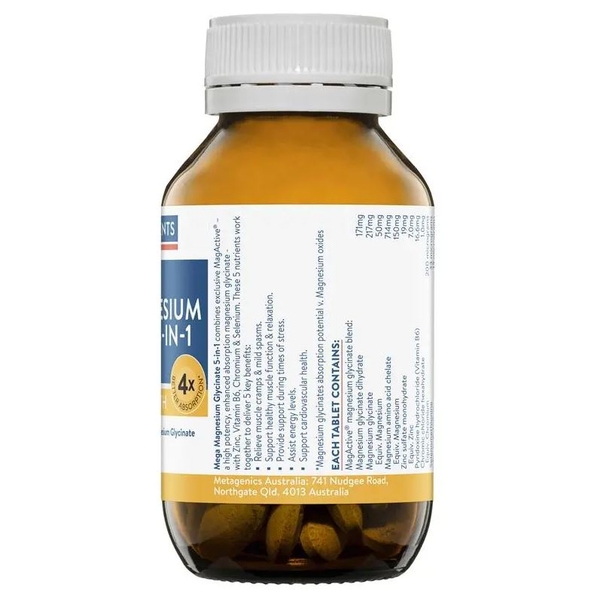 Viên uống bổ sung Magie hỗ trợ cơ bắp Ethical Nutrients Mega Magnesium Glycinate 5-in-1