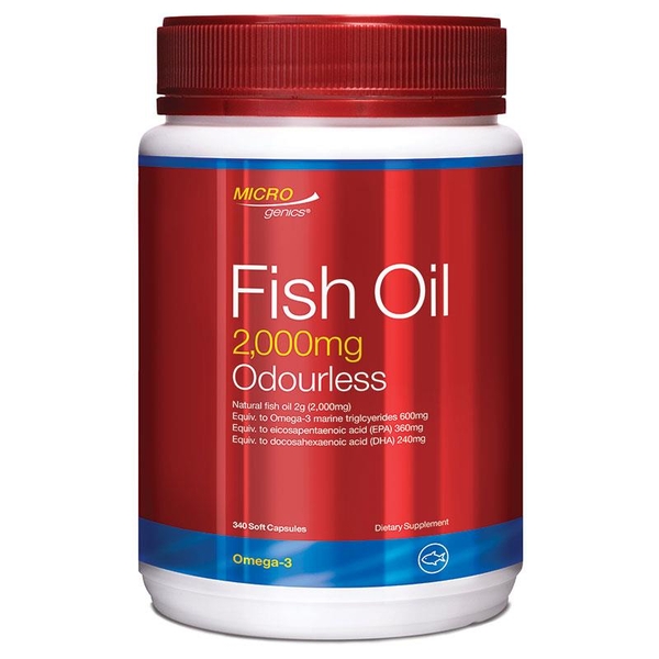Viên uống dầu cá không mùi Microgenics Fish Oil 2,000mg Odourless 340 viên [Pre-order]
