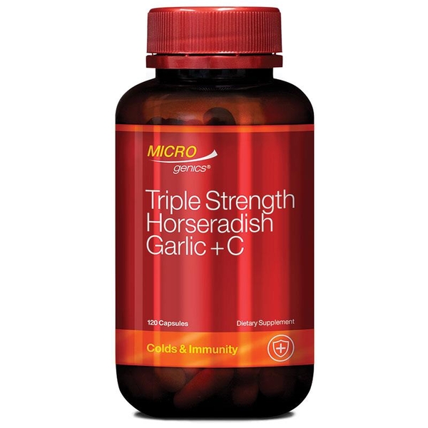 Viên uống giảm triệu chứng cảm lạnh Microgenics Triple Strength Horseradish Garlic + C 120 viên