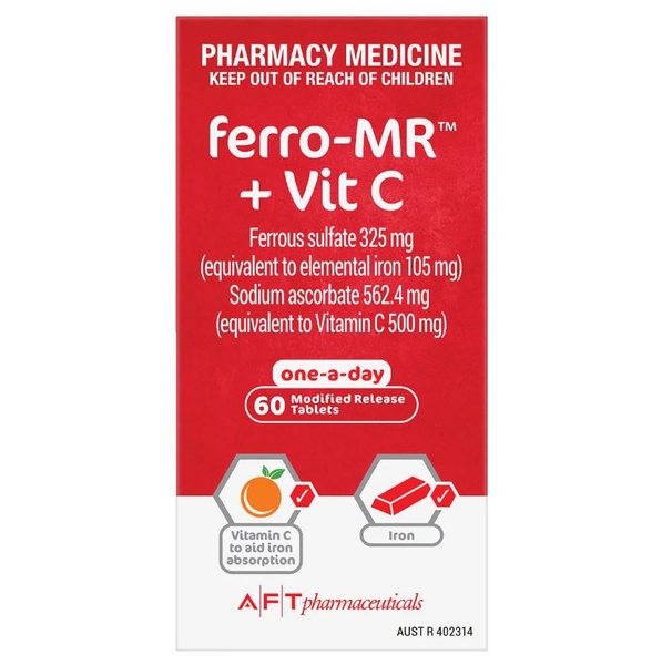 Viên uống bổ sung Sắt Ferro-MR Iron + Vitamin C 60 viên
