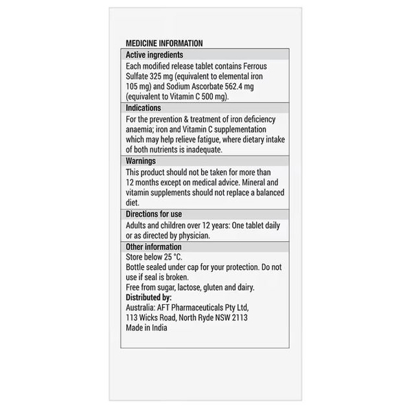 Viên uống bổ sung Sắt Ferro-MR Iron + Vitamin C 60 viên