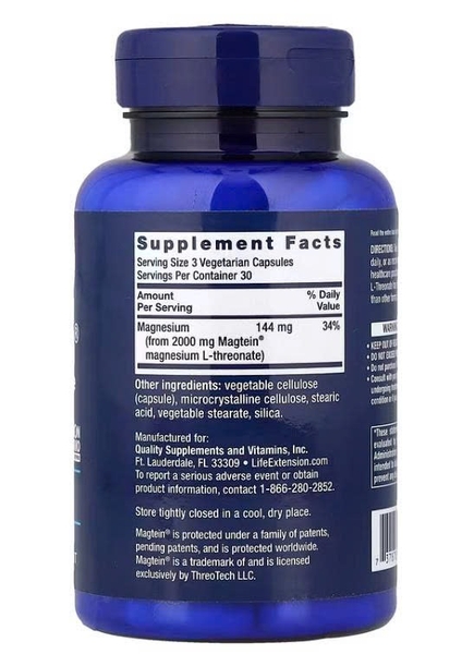 Viên uống hỗ trợ não bộ Life Extension Neuro-Mag Magnesium L-Threonate.