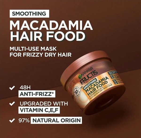 Mặt nạ ủ dưỡng tóc Garnier Fructis Hair Food Smoothing Macadamia 3-in-1 Mask Treatment for Dry & Unruly Hair
