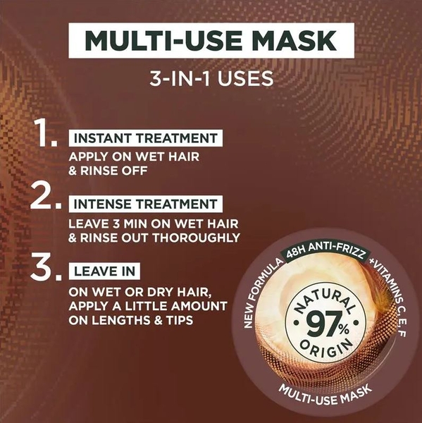 Mặt nạ ủ dưỡng tóc Garnier Fructis Hair Food Smoothing Macadamia 3-in-1 Mask Treatment for Dry & Unruly Hair