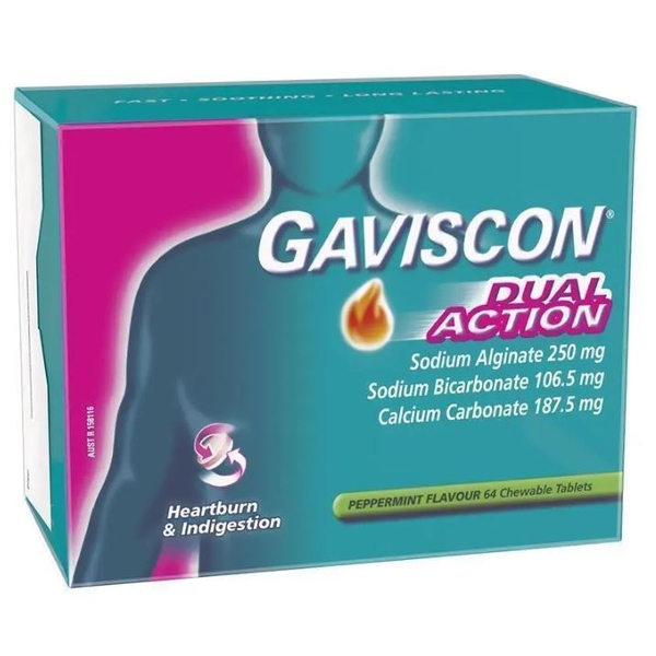 Viên nhai giảm ợ nóng & khó tiêu Gaviscon Dual Action Heartburn & Indigestion Relief