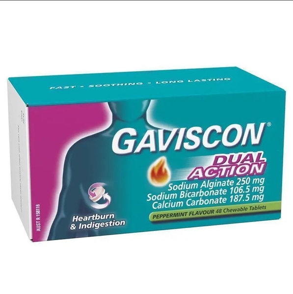 Viên nhai giảm ợ nóng & khó tiêu Gaviscon Dual Action Heartburn & Indigestion Relief