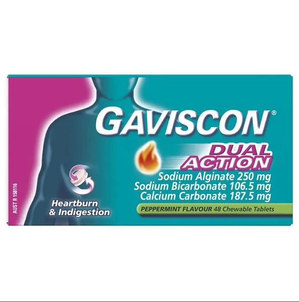 Viên nhai giảm ợ nóng & khó tiêu Gaviscon Dual Action Heartburn & Indigestion Relief