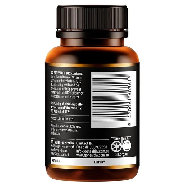 Viên uống bổ sung vitamin B12 Go Healthy Activated B12 Orally Disintegrating 60 viên