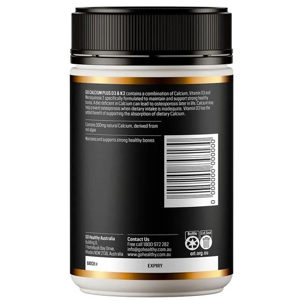 Viên uống bổ sung canxi Go Healthy Calcium Plus D3 & K2 120 viên