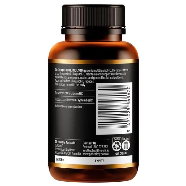 Viên uống hỗ trợ sức khỏe tim mạch Go Healthy CoQ10 Ubiquinol 100mg 60 viên