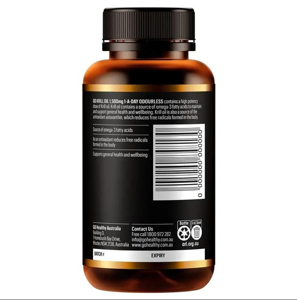 Viên uống dầu nhuyễn thể Go Healthy Krill Oil 1500mg 60 viên