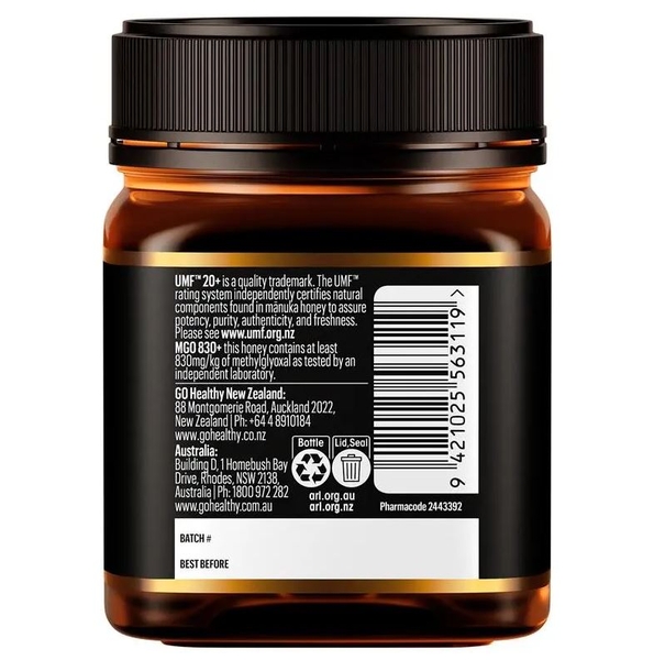 Mật ong Úc Go Healthy Manuka Honey UMF 20+ ( MGO 830+) 250g