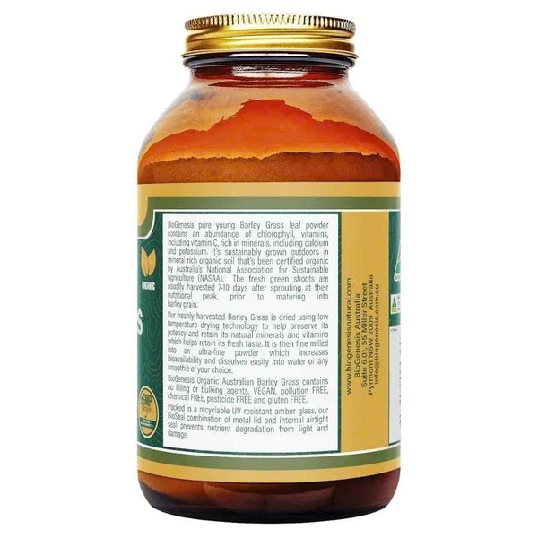 Bột cỏ lúa mạch hữu cơ BioGenesis Natural Australia Organic Barley Grass Powder 150g