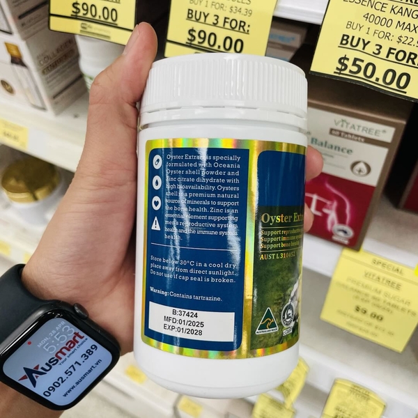 Viên uống chiết xuất hàu Vitatree Oyster Extract 90 viên