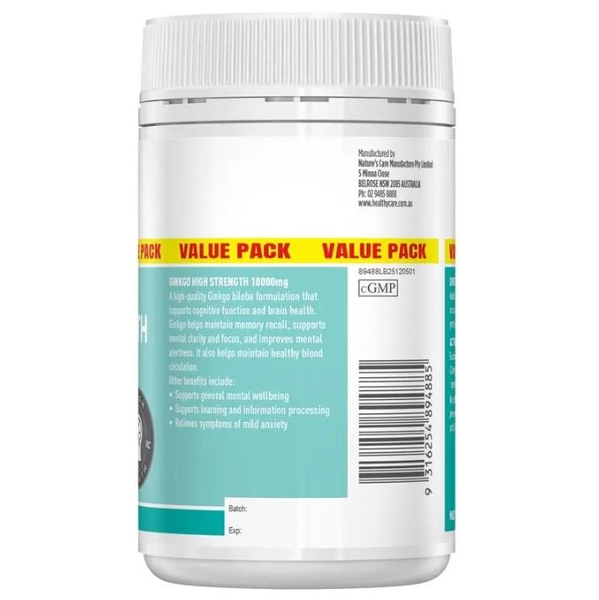 Viên uống bổ não hàm lượng cao Healthy Care High Strength Ginkgo 10000mg