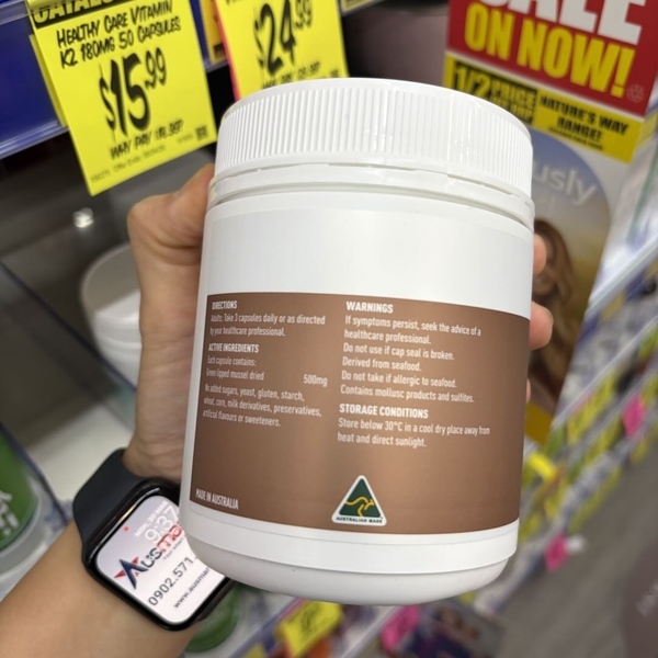 Viên uống Healthy Care New Zealand Green Lipped Mussel bổ xương khớp