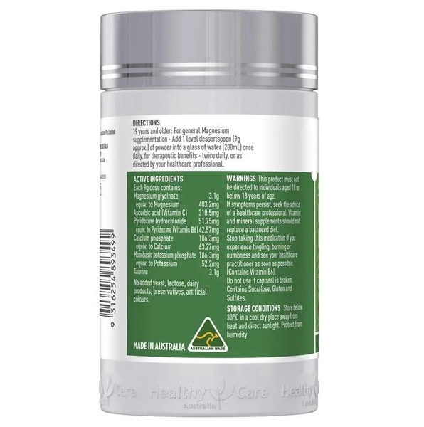 Bột bổ sung Magie Healthy Care Super Magnesium vị dâu 200g
